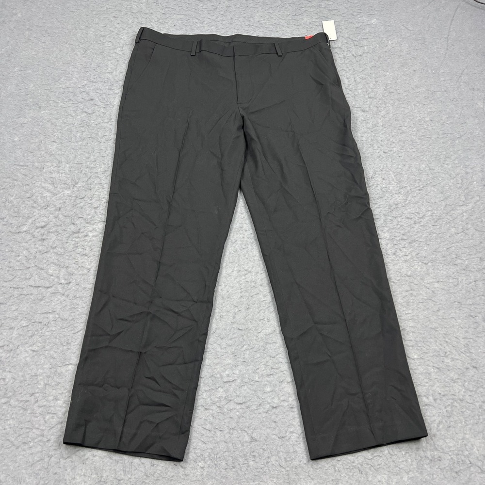 Izod Dress Pants‎ Men's 40x30 Black Slim Fit Flat Front Stretch Office Trousers